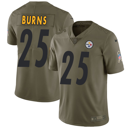 Nike Steelers #25 Artie Burns Olive Men's Stitched NFL Limited 2017 Salute to Service Jersey - Click Image to Close