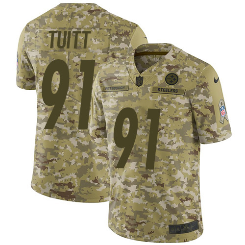 Nike Steelers #91 Stephon Tuitt Camo Men's Stitched NFL Limited 2018 Salute To Service Jersey - Click Image to Close