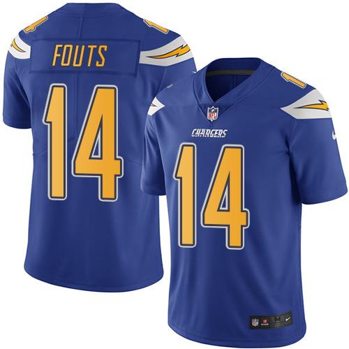 Nike Chargers #14 Dan Fouts Electric Blue Men's Stitched NFL Limited Rush Jersey