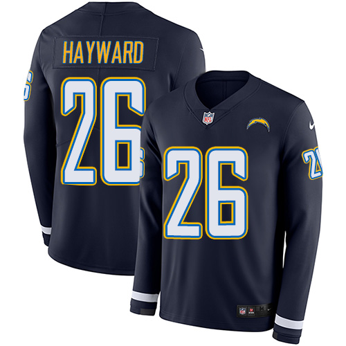 Nike Chargers #26 Casey Hayward Navy Blue Team Color Men's Stitched NFL Limited Therma Long Sleeve Jersey - Click Image to Close