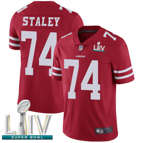 49ers #74 Joe Staley Red Team Color Super Bowl LIV Bound Men's Stitched Football Vapor Untouchable Limited Jersey - Click Image to Close