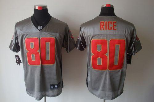 Nike 49ers #80 Jerry Rice Grey Shadow Men's Stitched NFL Elite Jersey