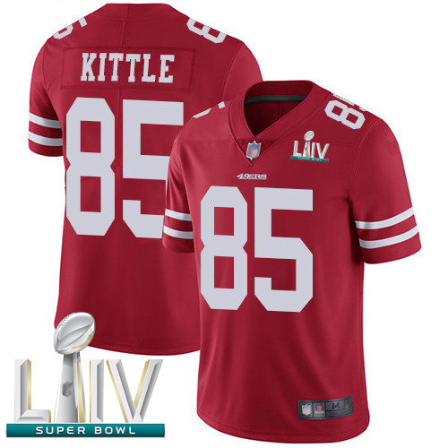 49ers #85 George Kittle Red Team Color Super Bowl LIV Bound Men's Stitched Football Vapor Untouchable Limited Jersey - Click Image to Close