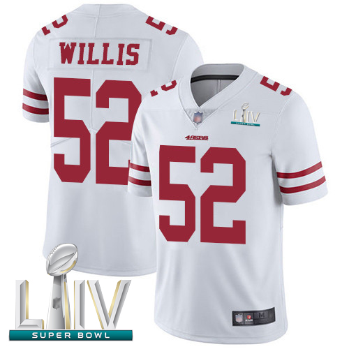 49ers #52 Patrick Willis White Super Bowl LIV Bound Men's Stitched Football Vapor Untouchable Limited Jersey - Click Image to Close