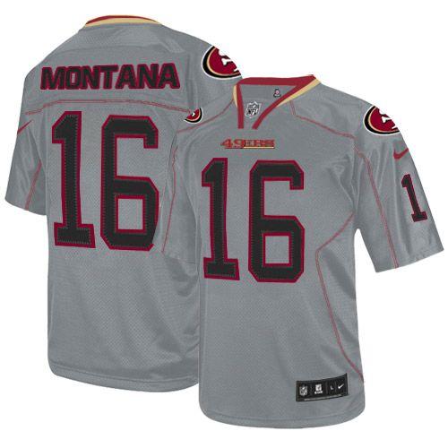 Nike 49ers #16 Joe Montana Lights Out Grey Men's Stitched NFL Elite Jersey - Click Image to Close