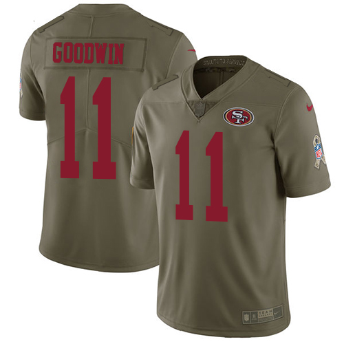 Nike 49ers #11 Marquise Goodwin Olive Men's Stitched NFL Limited 2017 Salute To Service Jersey - Click Image to Close