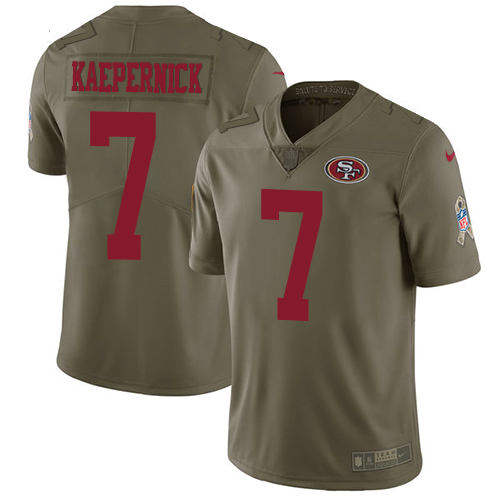 Nike 49ers #7 Colin Kaepernick Olive Men's Stitched NFL Limited 2017 Salute To Service Jersey