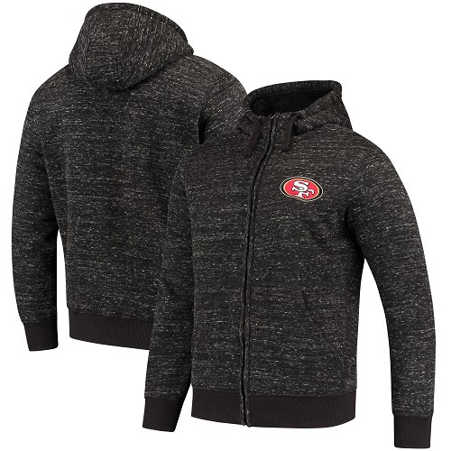 Men's San Francisco 49ers G-III Sports by Carl Banks Heathered Black Discovery Sherpa Full-Zip Jacket - Click Image to Close