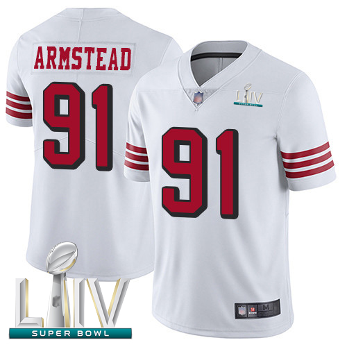 49ers #91 Arik Armstead White Rush Super Bowl LIV Bound Men's Stitched Football Vapor Untouchable Limited Jersey