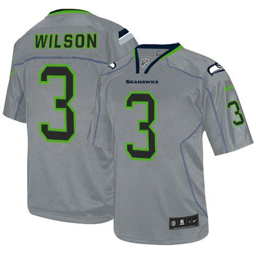 Nike Seahawks #3 Russell Wilson Lights Out Grey Men's Stitched NFL Elite Jersey - Click Image to Close