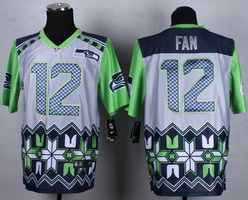 Nike Seahawks #12 Fan Grey Men's Stitched NFL Elite Noble Fashion Jersey