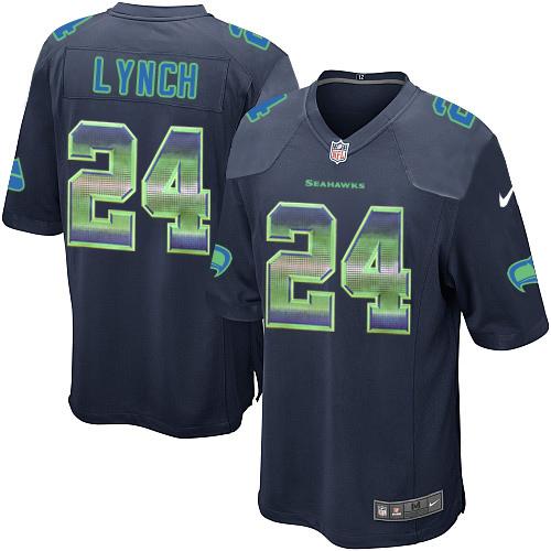 Nike Seahawks #24 Marshawn Lynch Steel Blue Team Color Men's Stitched NFL Limited Strobe Jersey