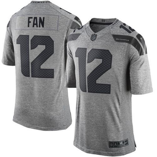 Nike Seahawks #12 Fan Gray Men's Stitched NFL Limited Gridiron Gray Jersey - Click Image to Close