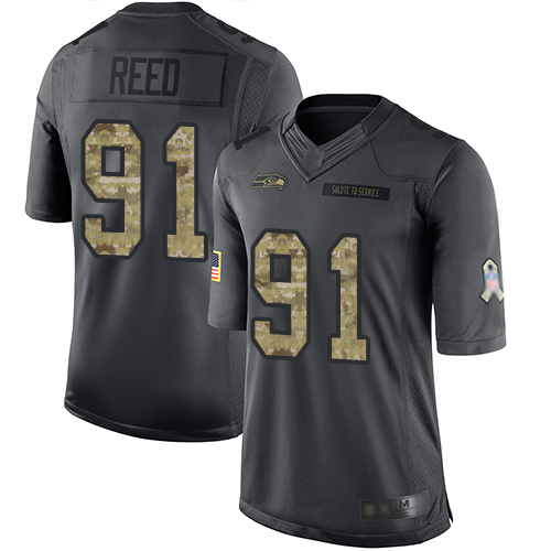 Seahawks #91 Jarran Reed Black Men's Stitched Football Limited 2016 Salute to Service Jersey - Click Image to Close