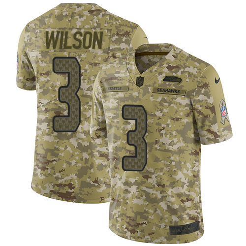 Nike Seahawks #3 Russell Wilson Camo Men's Stitched NFL Limited 2018 Salute To Service Jersey