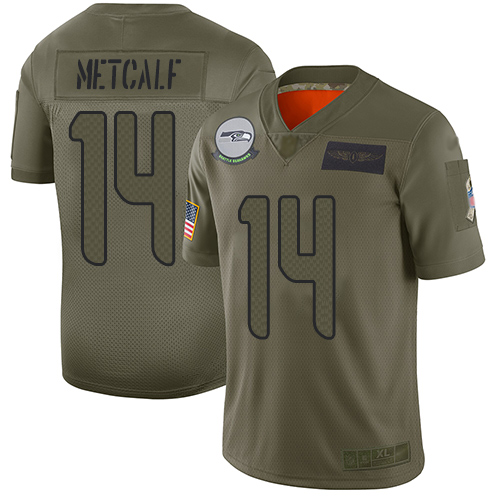 Seahawks #14 D.K. Metcalf Camo Men's Stitched Football Limited 2019 Salute To Service Jersey - Click Image to Close