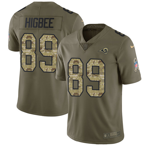 Nike Rams #89 Tyler Higbee Olive/Camo Men's Stitched NFL Limited 2017 Salute To Service Jersey - Click Image to Close