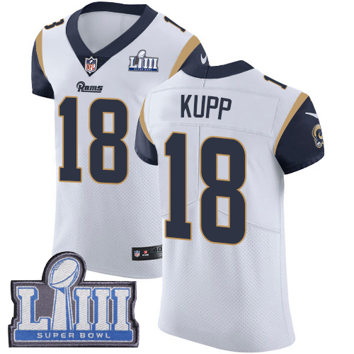 Nike Rams #18 Cooper Kupp White Super Bowl LIII Bound Men's Stitched NFL Vapor Untouchable Elite Jersey - Click Image to Close