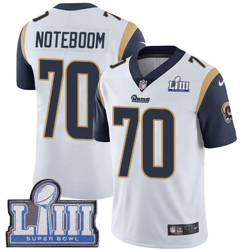 Nike Rams #70 Joseph Noteboom White Super Bowl LIII Bound Men's Stitched NFL Vapor Untouchable Limited Jersey - Click Image to Close