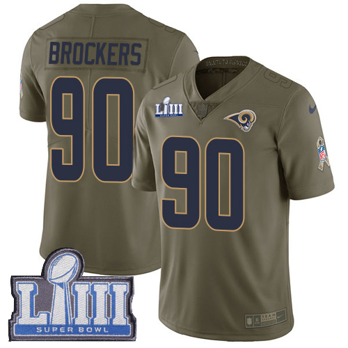 Nike Rams #90 Michael Brockers Olive Super Bowl LIII Bound Men's Stitched NFL Limited 2017 Salute to Service Jersey - Click Image to Close