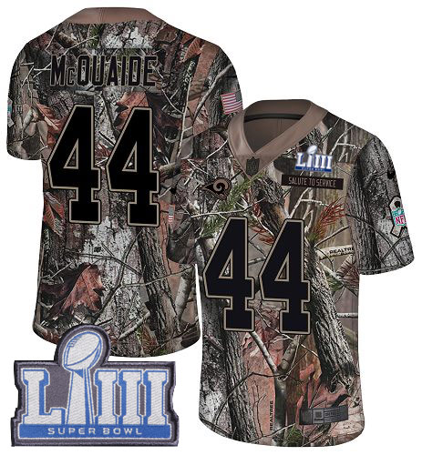 Nike Rams #44 Jacob McQuaide Camo Super Bowl LIII Bound Men's Stitched NFL Limited Rush Realtree Jersey