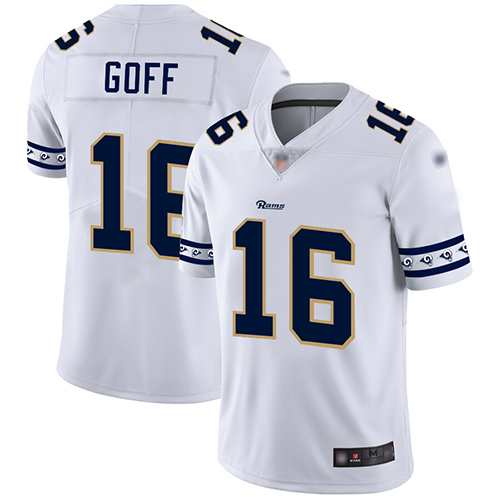 Rams #16 Jared Goff White Men's Stitched Football Limited Team Logo Fashion Jersey - Click Image to Close