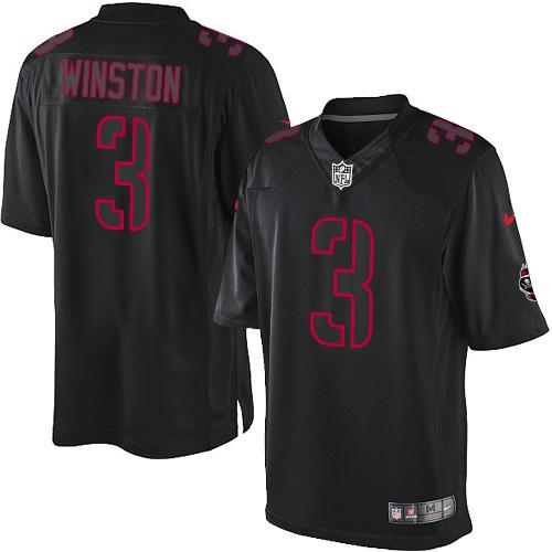 Nike Buccaneers #3 Jameis Winston Black Men's Stitched NFL Impact Limited Jersey - Click Image to Close