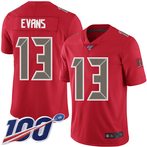 Buccaneers #13 Mike Evans Red Men's Stitched Football Limited Rush 100th Season Jersey - Click Image to Close