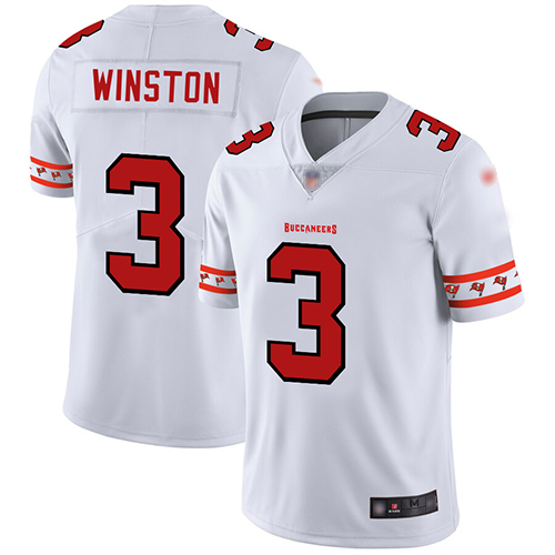 Buccaneers #3 Jameis Winston White Men's Stitched Football Limited Team Logo Fashion Jersey - Click Image to Close