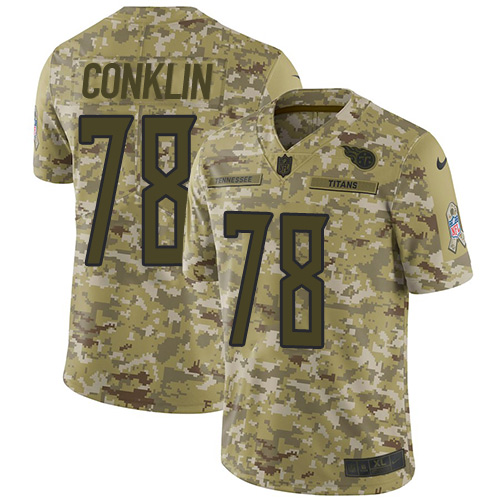 Nike Titans #78 Jack Conklin Camo Men's Stitched NFL Limited 2018 Salute To Service Jersey - Click Image to Close