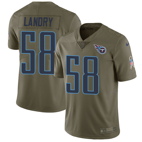 Nike Titans #58 Harold Landry Olive Men's Stitched NFL Limited 2017 Salute To Service Jersey - Click Image to Close