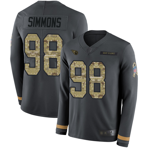 Titans #98 Jeffery Simmons Anthracite Salute to Service Men's Stitched Football Limited Therma Long Sleeve Jersey - Click Image to Close