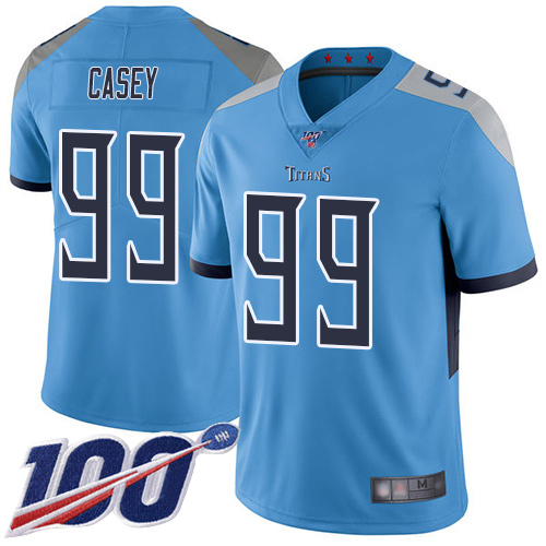 Titans #99 Jurrell Casey Light Blue Alternate Men's Stitched Football 100th Season Vapor Limited Jersey - Click Image to Close