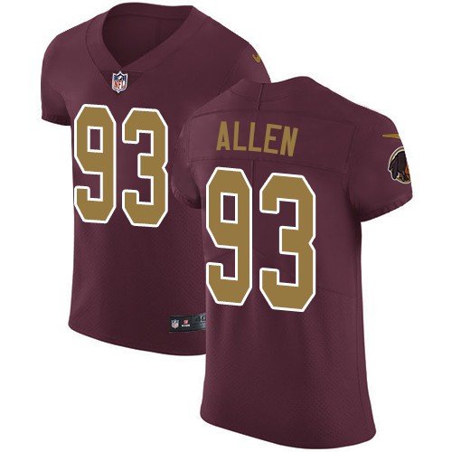 Nike Redskins #93 Jonathan Allen Burgundy Red Alternate Men's Stitched NFL Vapor Untouchable Elite Jersey - Click Image to Close