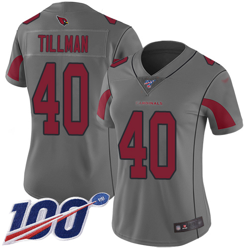 Cardinals #40 Pat Tillman Silver Women's Stitched Football Limited Inverted Legend 100th Season Jersey - Click Image to Close