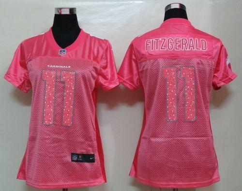 Nike Cardinals #11 Larry Fitzgerald Pink Sweetheart Women's NFL Game Jersey - Click Image to Close