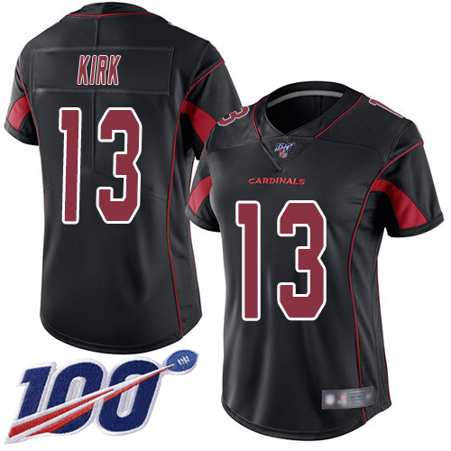 Cardinals #13 Christian Kirk Black Women's Stitched Football Limited Rush 100th Season Jersey