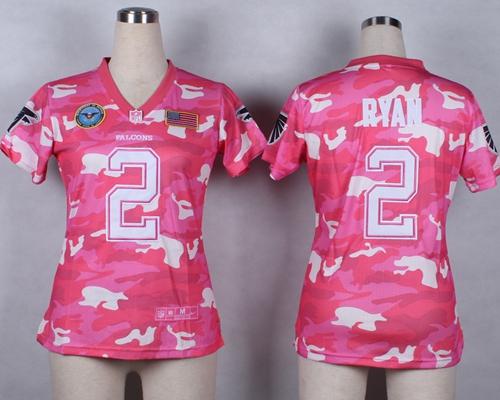 Nike Falcons #2 Matt Ryan Pink Women's Stitched NFL Elite Camo Fashion Jersey - Click Image to Close