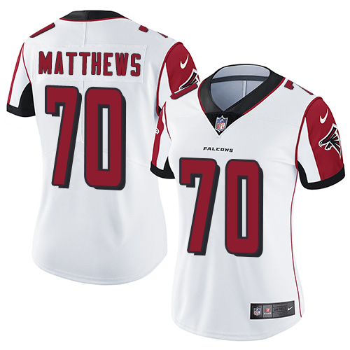 Nike Falcons #70 Jake Matthews White Women's Stitched NFL Vapor Untouchable Limited Jersey - Click Image to Close