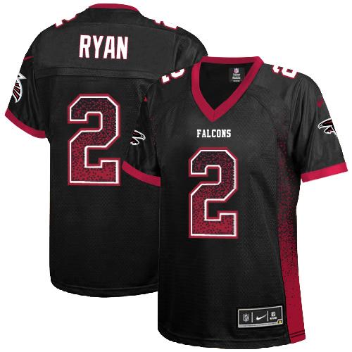 Nike Falcons #2 Matt Ryan Black Alternate Women's Stitched NFL Elite Drift Fashion Jersey - Click Image to Close