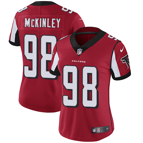 Nike Falcons #98 Takkarist McKinley Red Team Color Women's Stitched NFL Vapor Untouchable Limited Jersey - Click Image to Close