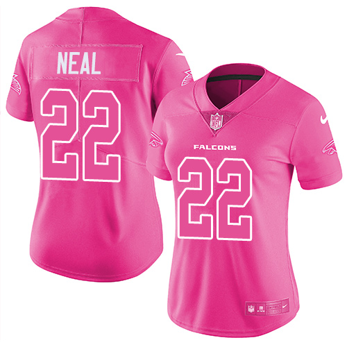 Nike Falcons #22 Keanu Neal Pink Women's Stitched NFL Limited Rush Fashion Jersey - Click Image to Close