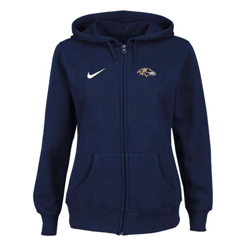 Nike Baltimore Ravens Ladies Tailgater Full Zip Hoodie Blue - Click Image to Close