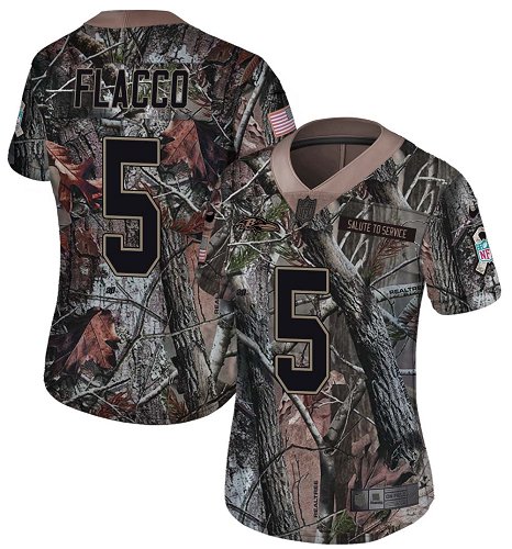 Nike Ravens #5 Joe Flacco Camo Women's Stitched NFL Limited Rush Realtree Jersey