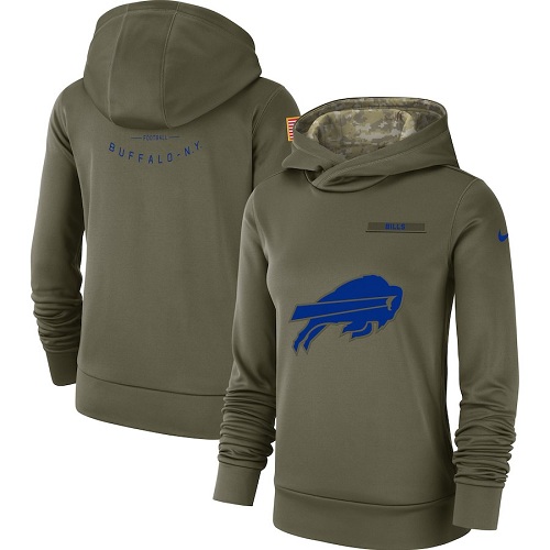 Women's Buffalo Bills Nike Olive Salute to Service Sideline Therma Performance Pullover Hoodie - Click Image to Close