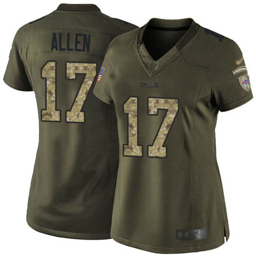 Bills #17 Josh Allen Green Women's Stitched Football Limited 2015 Salute to Service Jersey