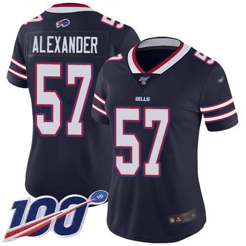 Bills #57 Lorenzo Alexander Navy Women's Stitched Football Limited Inverted Legend 100th Season Jersey