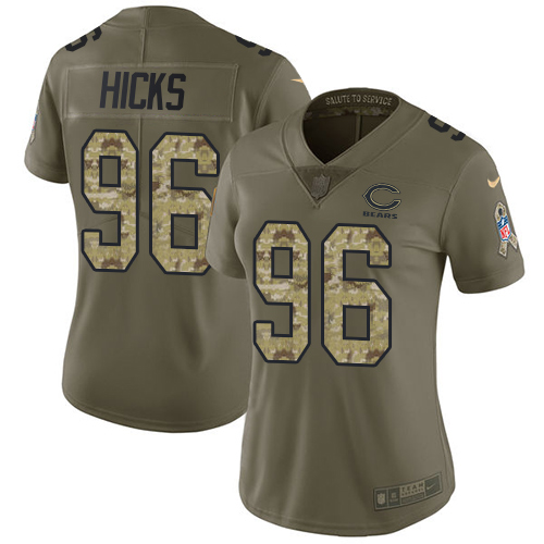 Nike Bears #96 Akiem Hicks Olive/Camo Women's Stitched NFL Limited 2017 Salute to Service Jersey - Click Image to Close