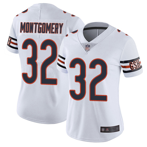 Bears #32 David Montgomery White Women's Stitched Football Vapor Untouchable Limited Jersey - Click Image to Close