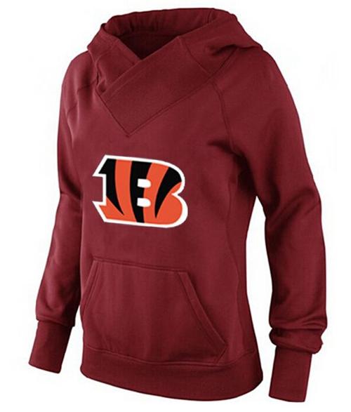 Women's Cincinnati Bengals Logo Pullover Hoodie Red-1